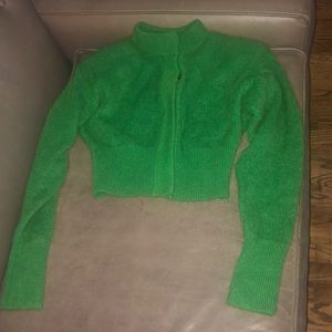Bright green wool shoulder padded vintage top
